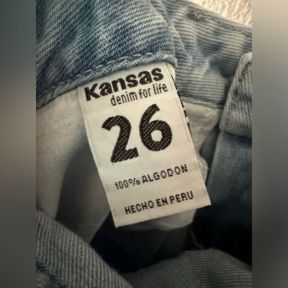 Kansas Straight Leg Jeans Light Wash Distressed High Waist Size 26 - Picture 5 of 5